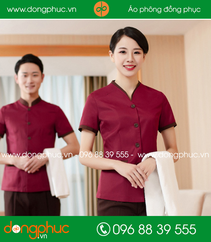 Đồng phục vệ sinh đỏ đô